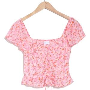 Abound Cinch Front Gauzy Top